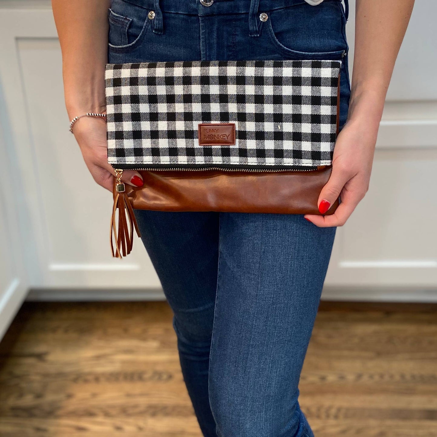 Foldover Buffalo/Brown Clutch