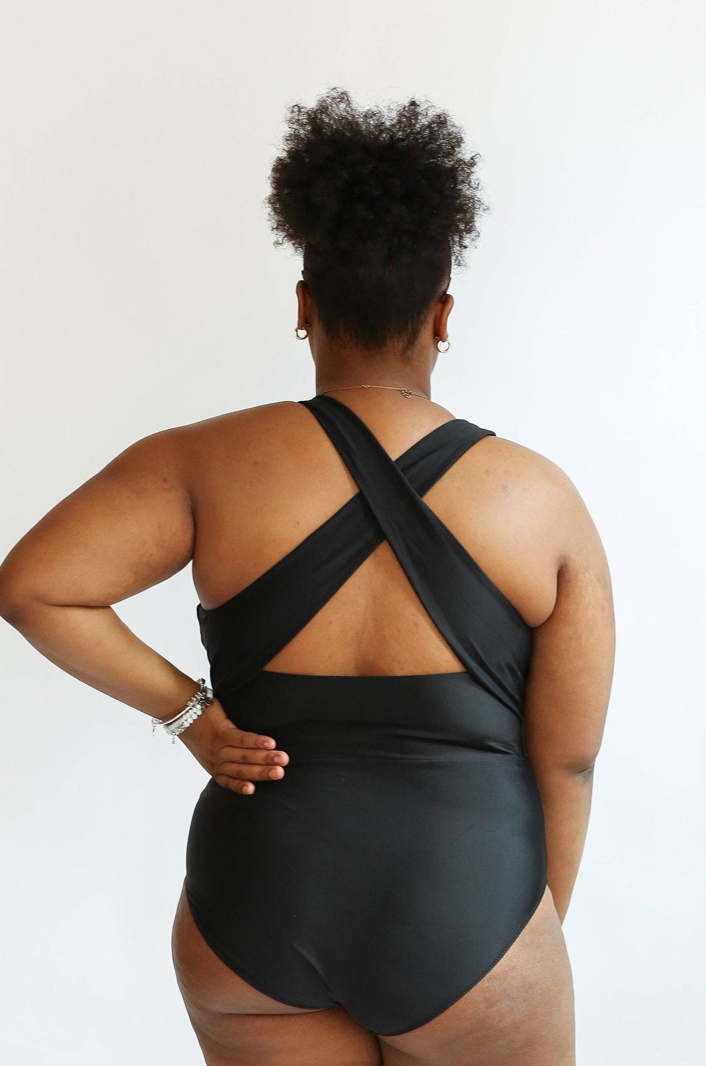 One Piece Zip Up Breastfeeding Swimsuit: Black