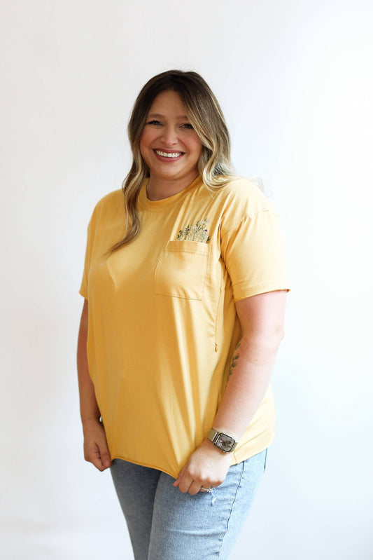 Relaxed Fit Zip Breastfeeding Tee: Goldenrod