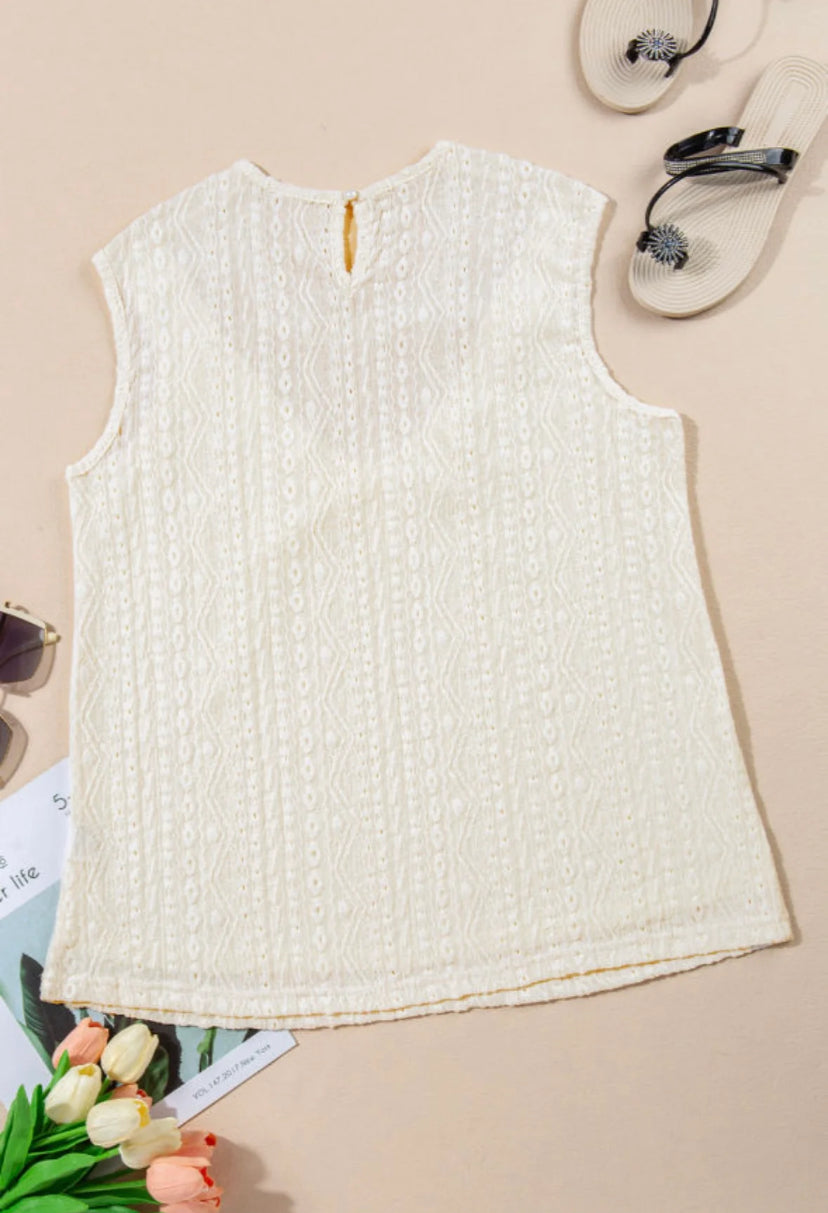Apricot Lace Crochet Tank Top