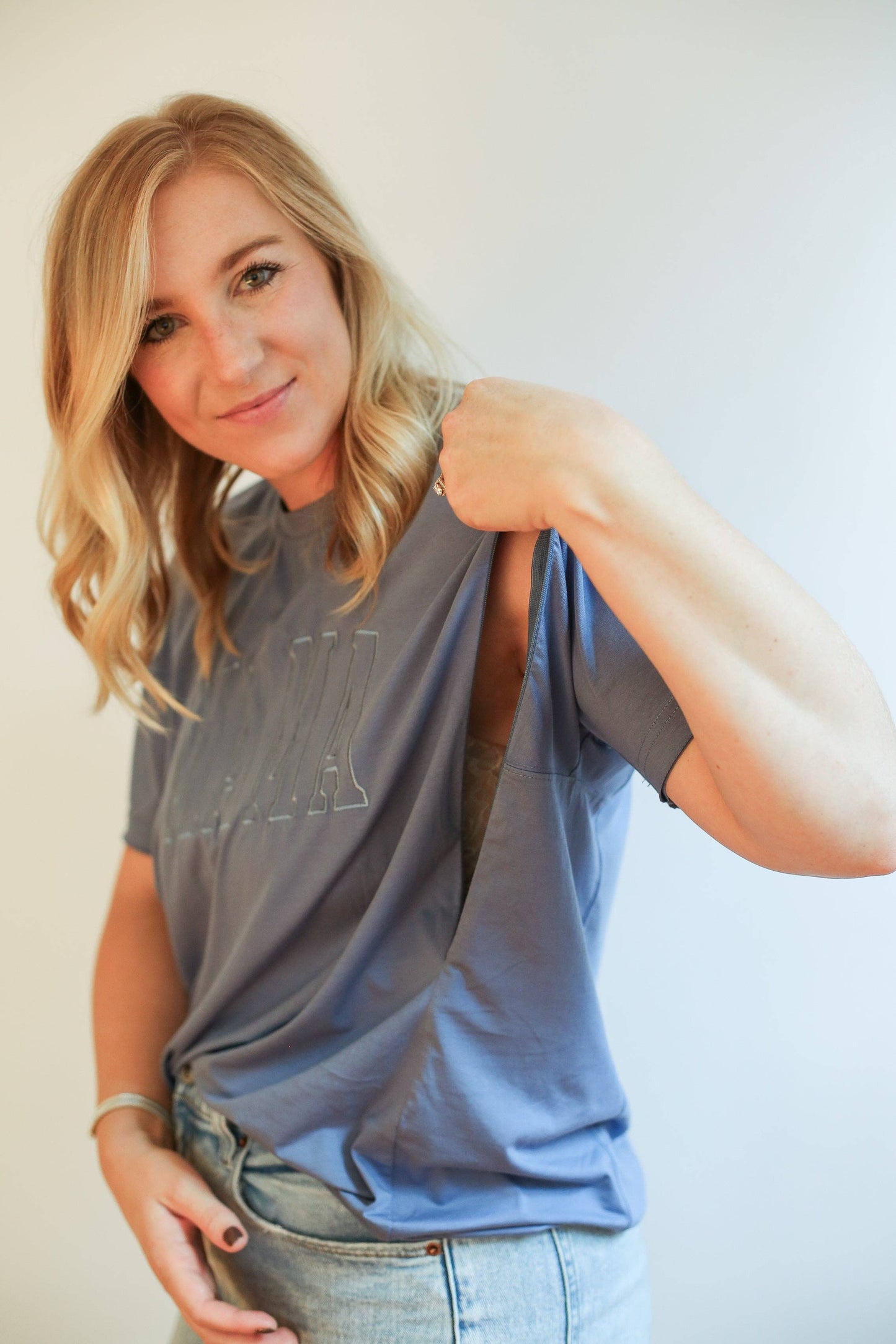 Relaxed Fit Zip Breastfeeding Tee: Goldenrod