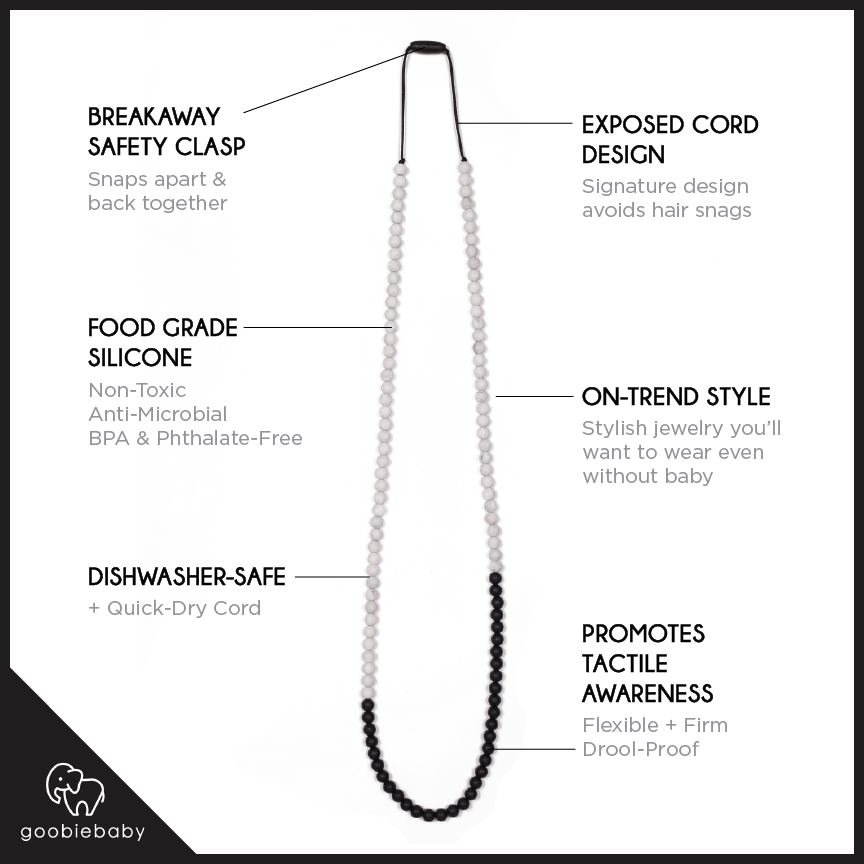 Zoe Teething Necklace - Black/Marble