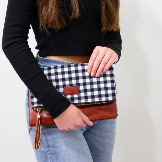 Foldover Buffalo/Brown Clutch