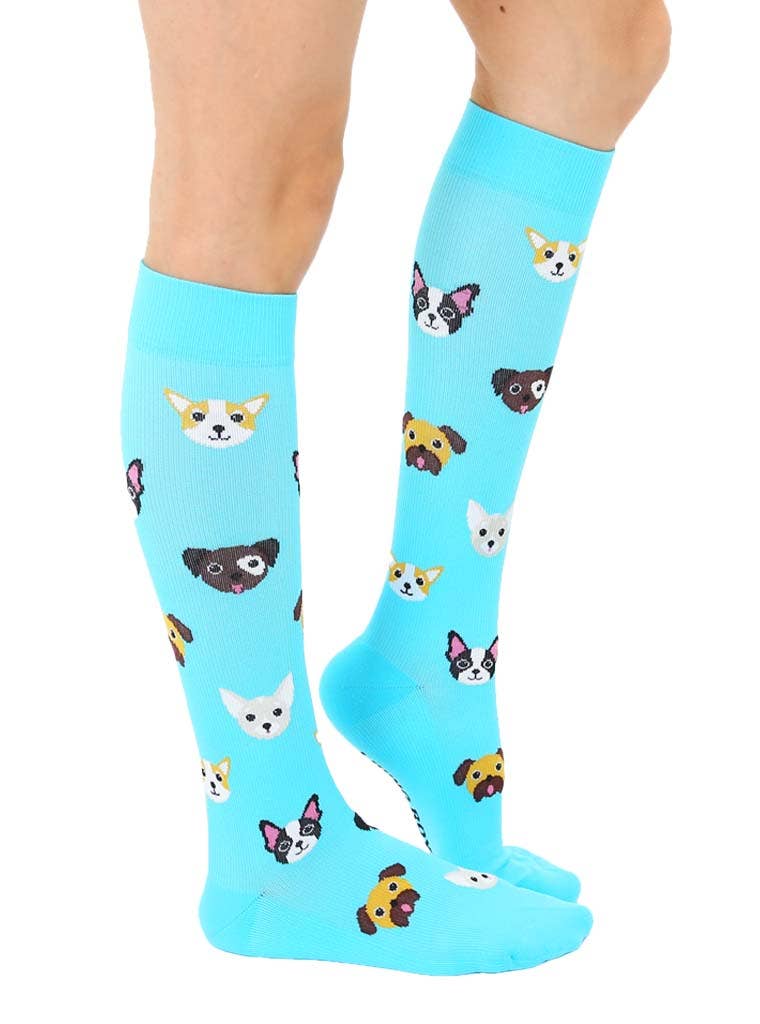 Compression Socks (15-20mmHg) - Dog Lover - Blue
