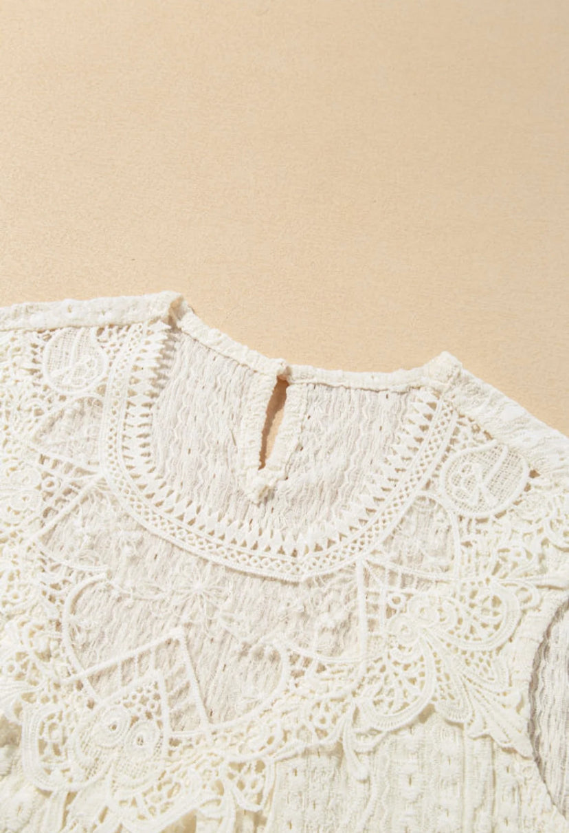 Apricot Lace Crochet Tank Top