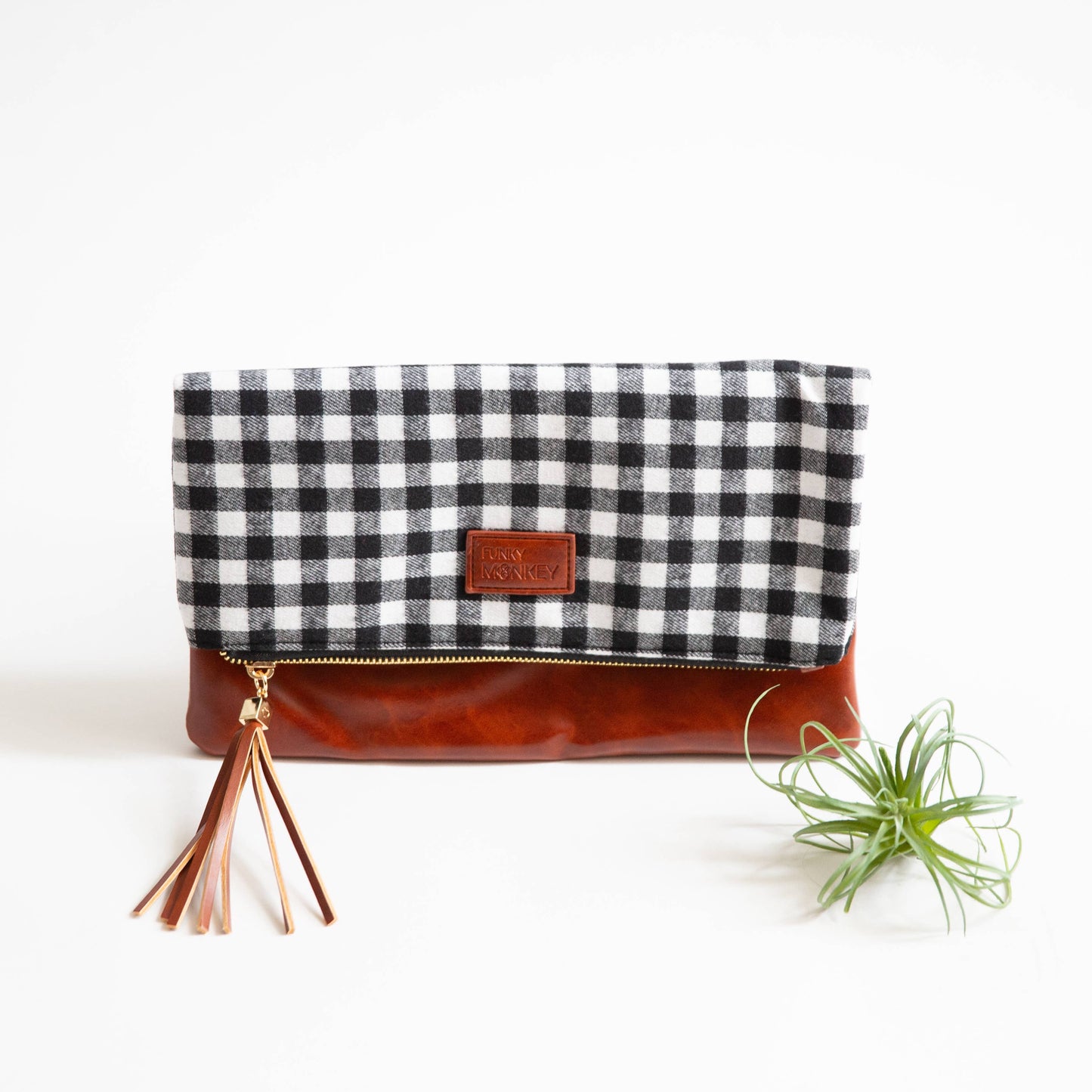 Foldover Buffalo/Brown Clutch