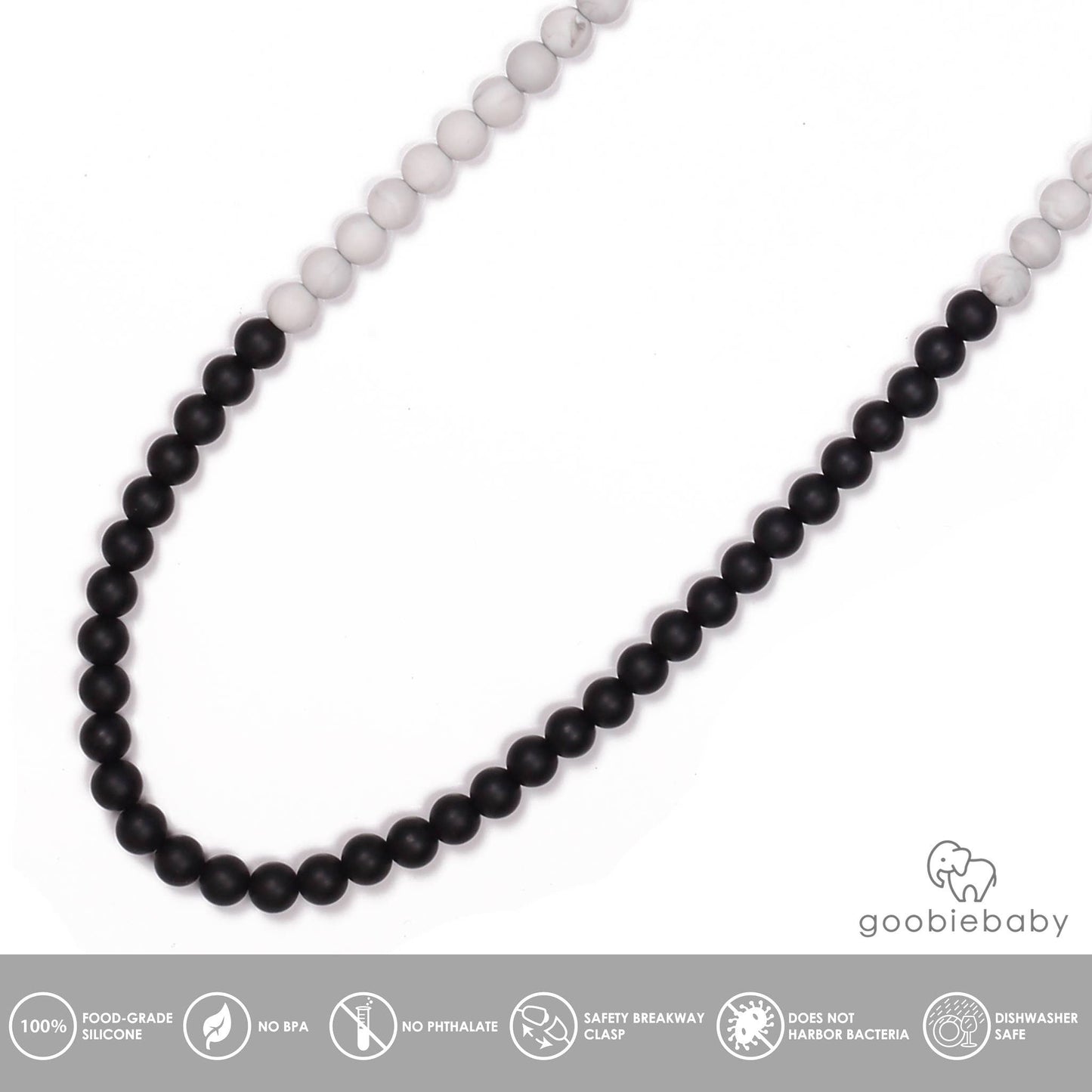 Zoe Teething Necklace - Black/Marble
