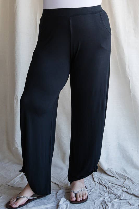 Split Side Tie Hem Pants: OLIVE