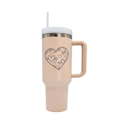 40 Oz. Heart Pattern Handled Tumbler