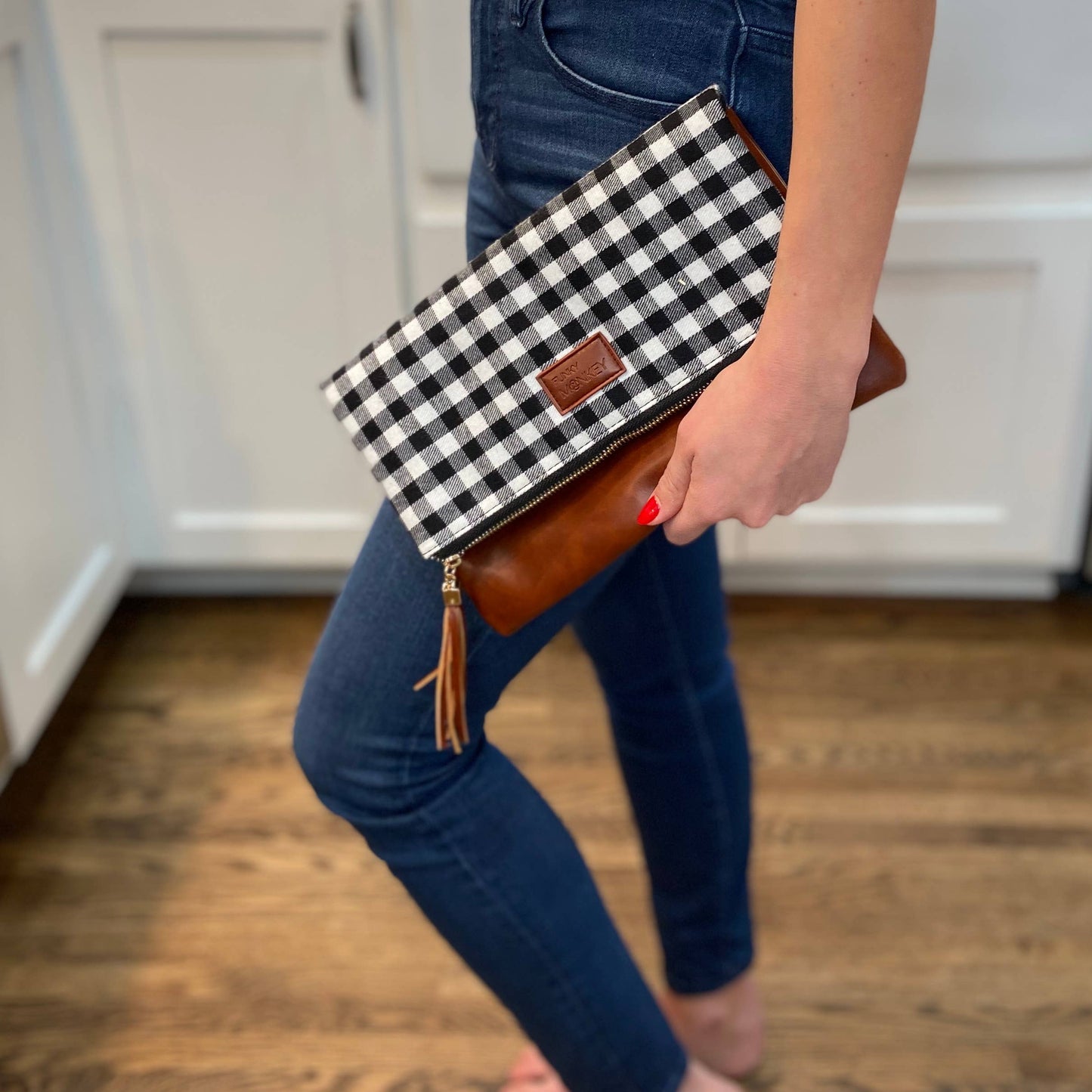Foldover Buffalo/Brown Clutch