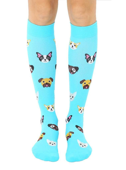 Compression Socks (15-20mmHg) - Dog Lover - Blue